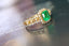 14K GOLD 0.84 CTW VIVID GREEN NATURAL EMERALD & DIAMOND RING