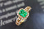 14K GOLD 0.84 CTW VIVID GREEN NATURAL EMERALD & DIAMOND RING