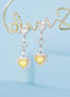 14K GOLD 1.22 CTW NATURAL YELLOW DIAMOND & DIAMOND EARRINGS