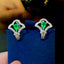 14K GOLD 1.04 CTW VIVID GREEN NATURAL EMERALD & DIAMOND EARRINGS