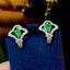 14K GOLD 1.04 CTW VIVID GREEN NATURAL EMERALD & DIAMOND EARRINGS