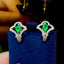 14K GOLD 1.04 CTW VIVID GREEN NATURAL EMERALD & DIAMOND EARRINGS