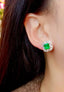 14K GOLD 4.15 CTW VIVID GREEN NATURAL EMERALD & DIAMOND EARRINGS