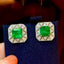 14K GOLD 4.15 CTW VIVID GREEN NATURAL EMERALD & DIAMOND EARRINGS