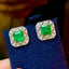 14K GOLD 4.15 CTW VIVID GREEN NATURAL EMERALD & DIAMOND EARRINGS