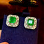 14K GOLD 4.15 CTW VIVID GREEN NATURAL EMERALD & DIAMOND EARRINGS