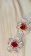 14K GOLD 1.51 CTW NATURAL RUBY & DIAMOND EARRINGS