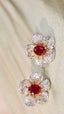 14K GOLD 1.51 CTW NATURAL RUBY & DIAMOND EARRINGS