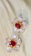 14K GOLD 1.51 CTW NATURAL RUBY & DIAMOND EARRINGS