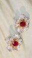 14K GOLD 1.51 CTW NATURAL RUBY & DIAMOND EARRINGS