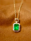 14K GOLD 0.92 CTW VIVID GREEN NATURAL EMERALD & DIAMOND PENDANT