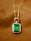 14K GOLD 0.92 CTW VIVID GREEN NATURAL EMERALD & DIAMOND PENDANT