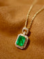 14K GOLD 0.92 CTW VIVID GREEN NATURAL EMERALD & DIAMOND PENDANT