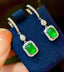 14K GOLD 4.07 CTW VIVID GREEN NATURAL EMERALD & DIAMOND EARRINGS