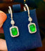 14K GOLD 4.07 CTW VIVID GREEN NATURAL EMERALD & DIAMOND EARRINGS