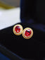 14K GOLD 0.81 CTW NATURAL RUBY & DIAMOND EARRINGS