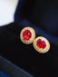 14K GOLD 0.81 CTW NATURAL RUBY & DIAMOND EARRINGS