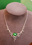 14K GOLD 5.53 CTW VIVID GREEN NATURAL EMERALD & DIAMOND NECKLACE