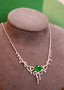 14K GOLD 5.53 CTW VIVID GREEN NATURAL EMERALD & DIAMOND NECKLACE