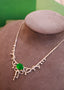 14K GOLD 5.53 CTW VIVID GREEN NATURAL EMERALD & DIAMOND NECKLACE