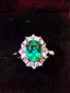 14K GOLD 1.98 CTW INTENSE GREEN NATURAL EMERALD & DIAMOND RING