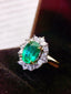 14K GOLD 1.98 CTW INTENSE GREEN NATURAL EMERALD & DIAMOND RING