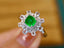 14K GOLD 1.00 CTW VIVID GREEN NATURAL EMERALD & DIAMOND RING