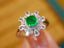 14K GOLD 1.00 CTW VIVID GREEN NATURAL EMERALD & DIAMOND RING