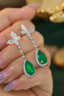 14K GOLD 6.75 CTW VIVID GREEN NATURAL EMERALD & DIAMOND EARRINGS