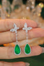 14K GOLD 6.75 CTW VIVID GREEN NATURAL EMERALD & DIAMOND EARRINGS