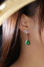 14K GOLD 6.75 CTW VIVID GREEN NATURAL EMERALD & DIAMOND EARRINGS