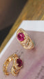 14K GOLD 1.93 CTW NATURAL RUBY & DIAMOND EARRINGS