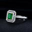 14K GOLD 0.62 CTW VIVID GREEN NATURAL EMERALD & DIAMOND RING