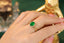 14K GOLD 1.44 CTW VIVID GREEN NATURAL EMERALD & DIAMOND RING