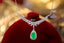 14K GOLD 0.80 CTW VIVID GREEN NATURAL EMERALD & DIAMOND NECKLACE