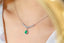 14K GOLD 0.80 CTW VIVID GREEN NATURAL EMERALD & DIAMOND NECKLACE