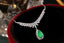 14K GOLD 0.80 CTW VIVID GREEN NATURAL EMERALD & DIAMOND NECKLACE