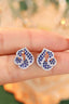 14K GOLD 0.9 CTW NATURAL SAPPHIRE & DIAMOND EARRINGS