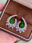 14K GOLD 4.90 CTW VIVID GREEN NATURAL EMERALD & DIAMOND EARRINGS