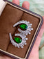 14K GOLD 4.90 CTW VIVID GREEN NATURAL EMERALD & DIAMOND EARRINGS