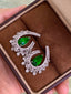 14K GOLD 4.90 CTW VIVID GREEN NATURAL EMERALD & DIAMOND EARRINGS