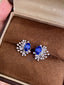 14K GOLD 2.39 CTW VIVID BLUE NATURAL SAPPHIRE & DIAMOND EARRINGS