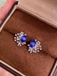 14K GOLD 2.39 CTW VIVID BLUE NATURAL SAPPHIRE & DIAMOND EARRINGS