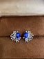 14K GOLD 2.39 CTW VIVID BLUE NATURAL SAPPHIRE & DIAMOND EARRINGS