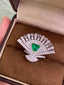 14K GOLD 2.36 CTW VIVID GREEN NATURAL EMERALD & DIAMOND RING/BROOCH/PENDANT