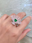 14K GOLD 2.36 CTW VIVID GREEN NATURAL EMERALD & DIAMOND RING/BROOCH/PENDANT