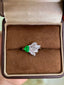 14K GOLD 0.99 CTW VIVID GREEN NATURAL EMERALD & DIAMOND RING