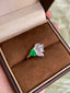 14K GOLD 0.99 CTW VIVID GREEN NATURAL EMERALD & DIAMOND RING