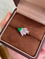 14K GOLD 0.99 CTW VIVID GREEN NATURAL EMERALD & DIAMOND RING