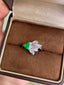 14K GOLD 0.99 CTW VIVID GREEN NATURAL EMERALD & DIAMOND RING